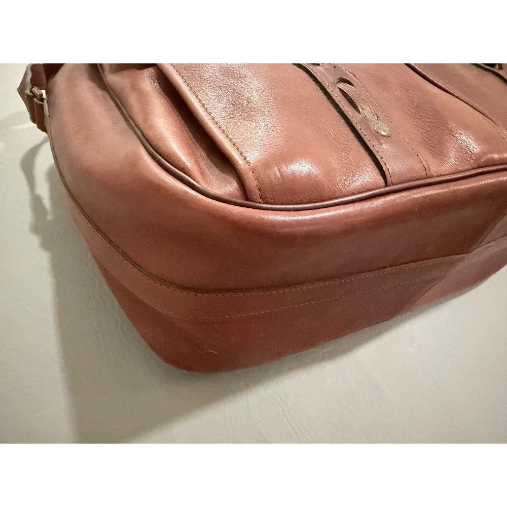 Hartmann Leather Messenger Bag Briefcase Unisex Brown Brass Hardware Large